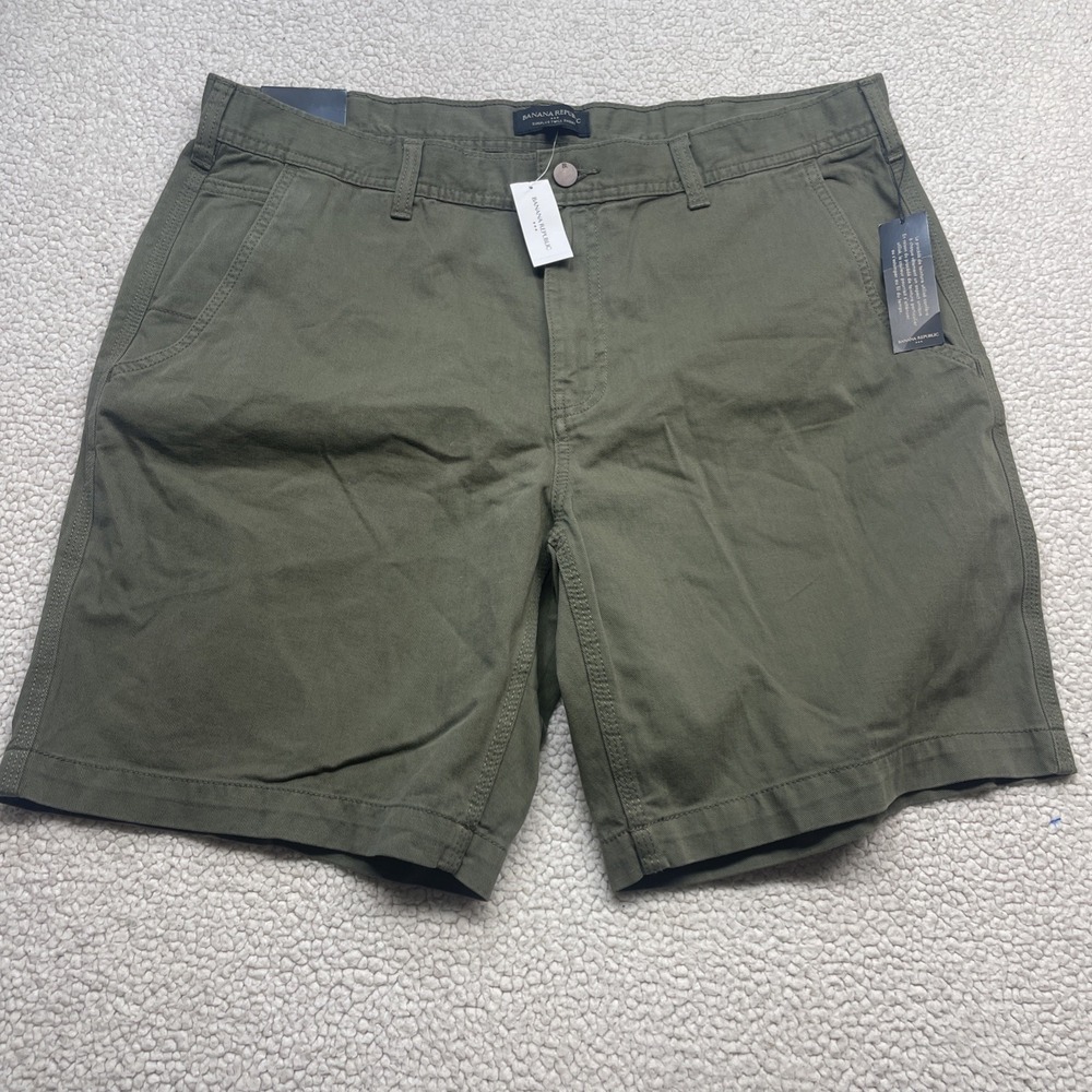 Banana Republic Shorts Mens 38 Olive Surplus Twill Short Flat Front 100% Cotton